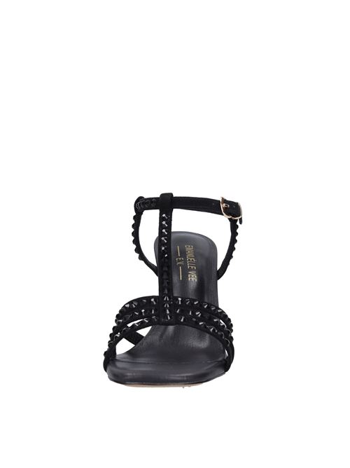Leather and rhinestone sandals EMANUELLE VEE | 431M-724-11-P002NERO