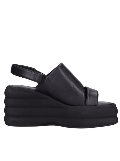 Leather wedge sandals EMANUELLE VEE | 431M-729-12-P103NERO