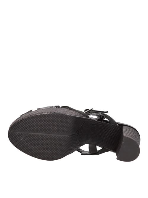 Patent leather and fabric sandals LORENZO MARI | OLGA02NERO