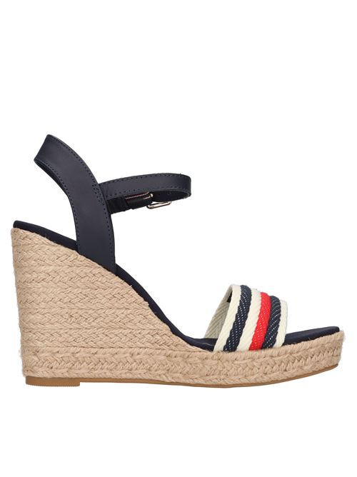 Leather and fabric wedge sandals TOMMY HILFIGER | FW0FW07086BLU-BEIGE-ROSSO