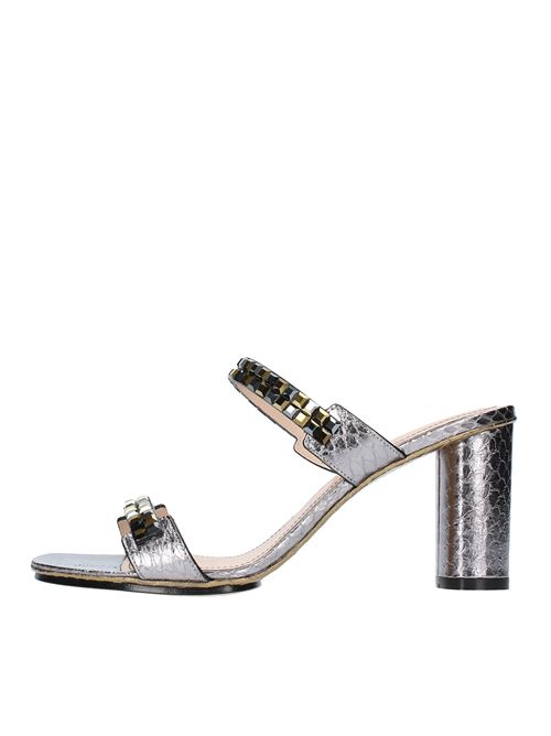 S0346 mules in leather and rhinestones RODO | S0346PIOMBO